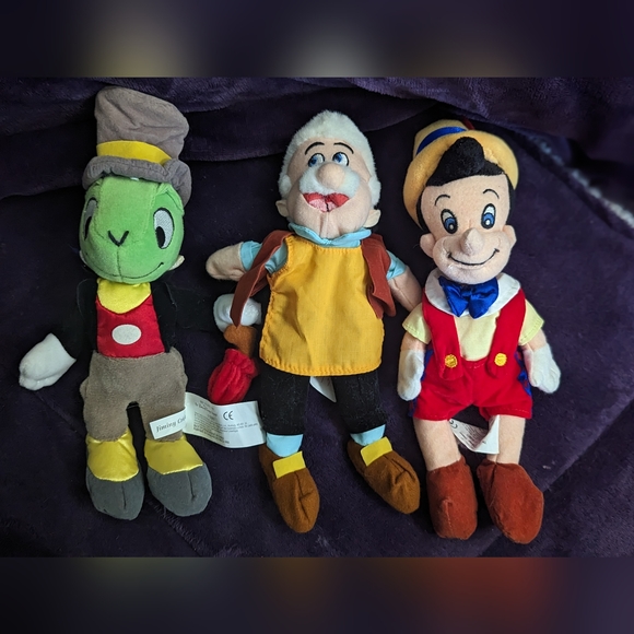 Vintage 1999 Disney Pinocchio Bean Bag plush set of 3. - Picture 2 of 13
